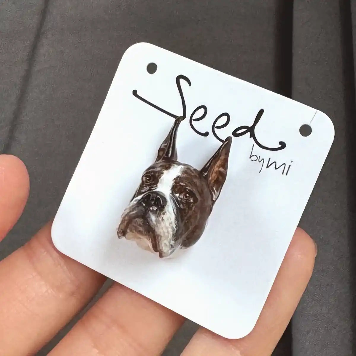 Boxer dog Small Magnet cropped Ears Flashy Brindle package display