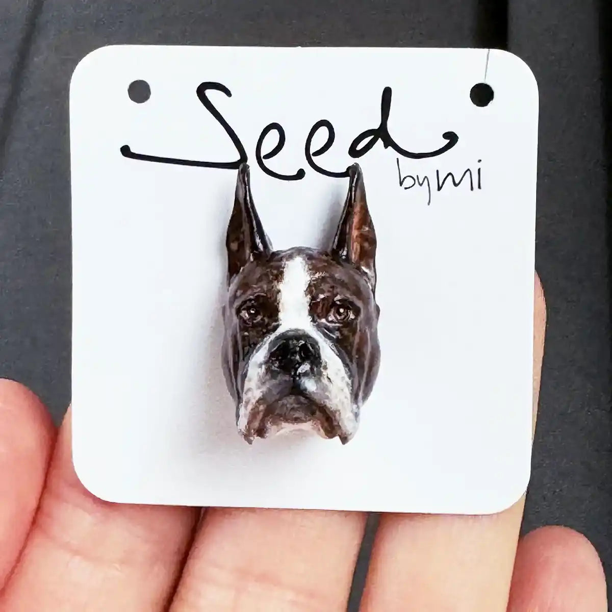 Boxer dog Small Magnet cropped Ears Flashy Brindle package display