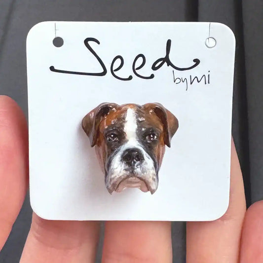 Boxer dog Small Magnet Floppy Ears Flashy Fawn package display