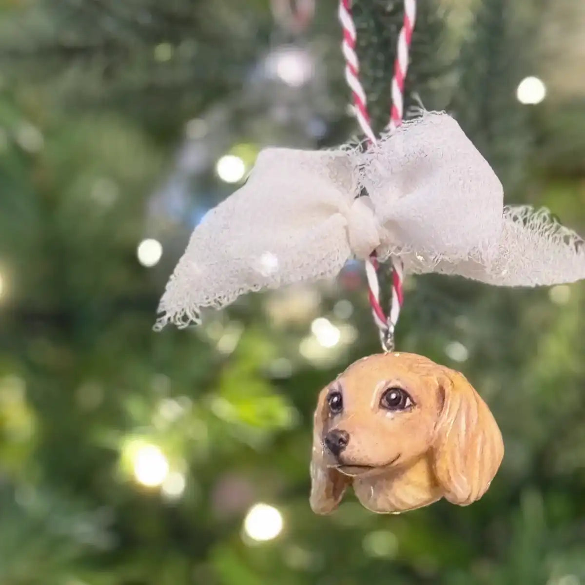 Dachshund sausage dog Christmas Tree Ornament Cream colour