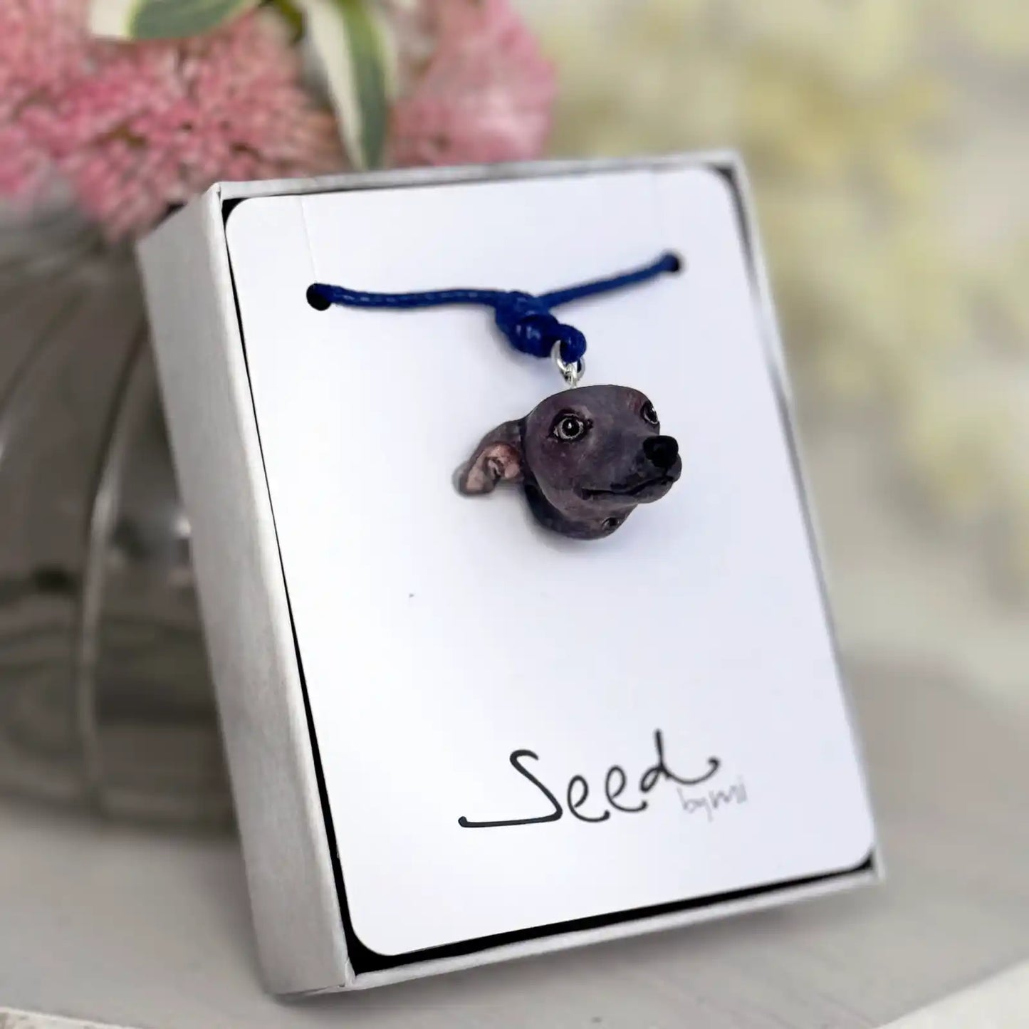 Greyhound / Whippet Pendant necklace | Blue