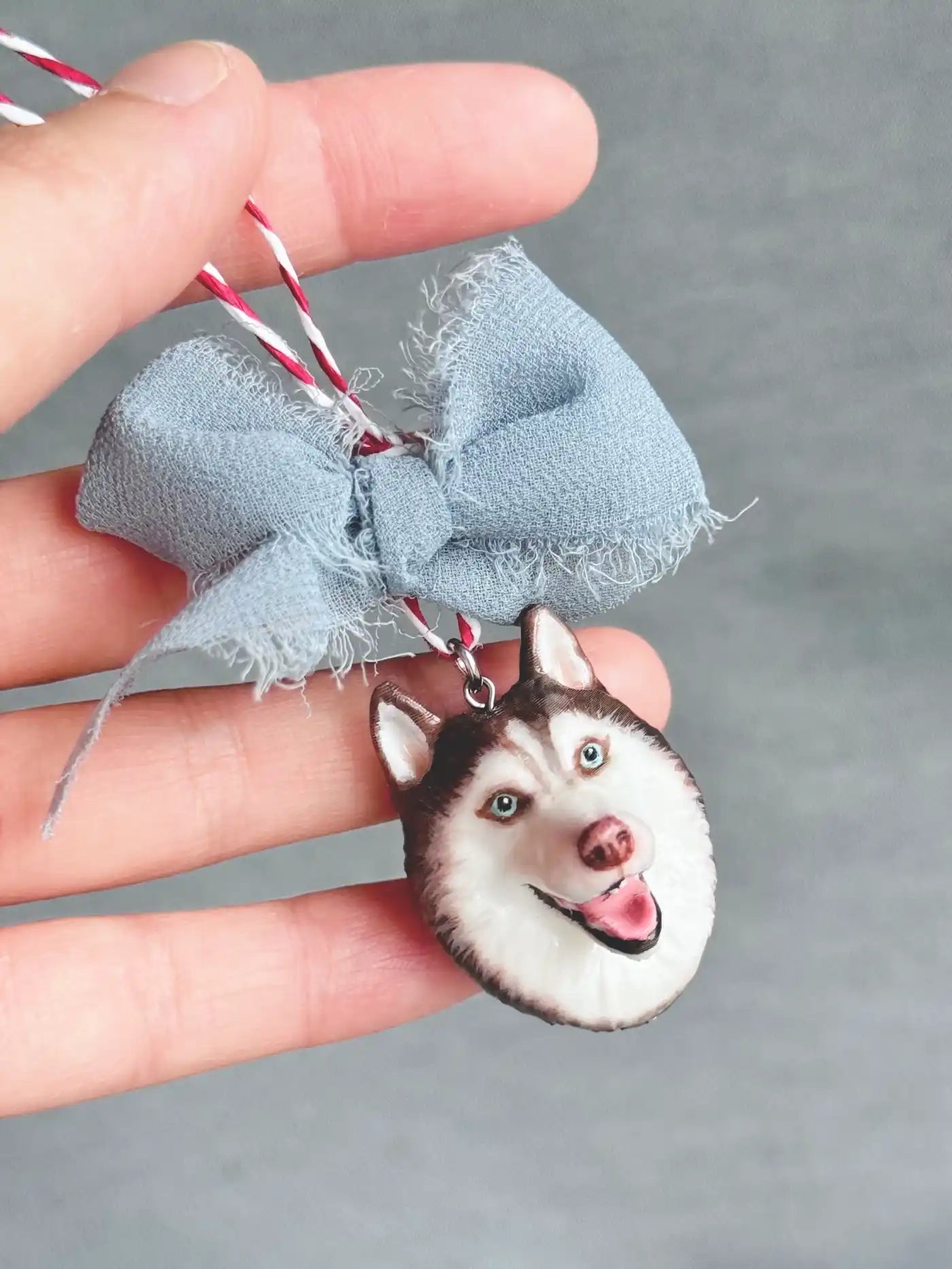 Husky Tree Ornament | Red & White