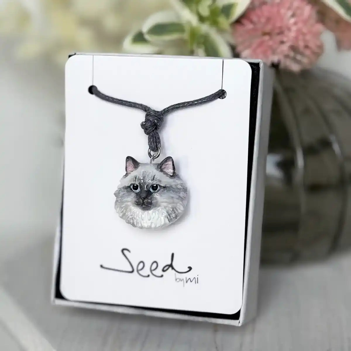 Blue Point Ragdoll long hair cat 3D Pendant Necklace – Handmade Resin Jewellery
