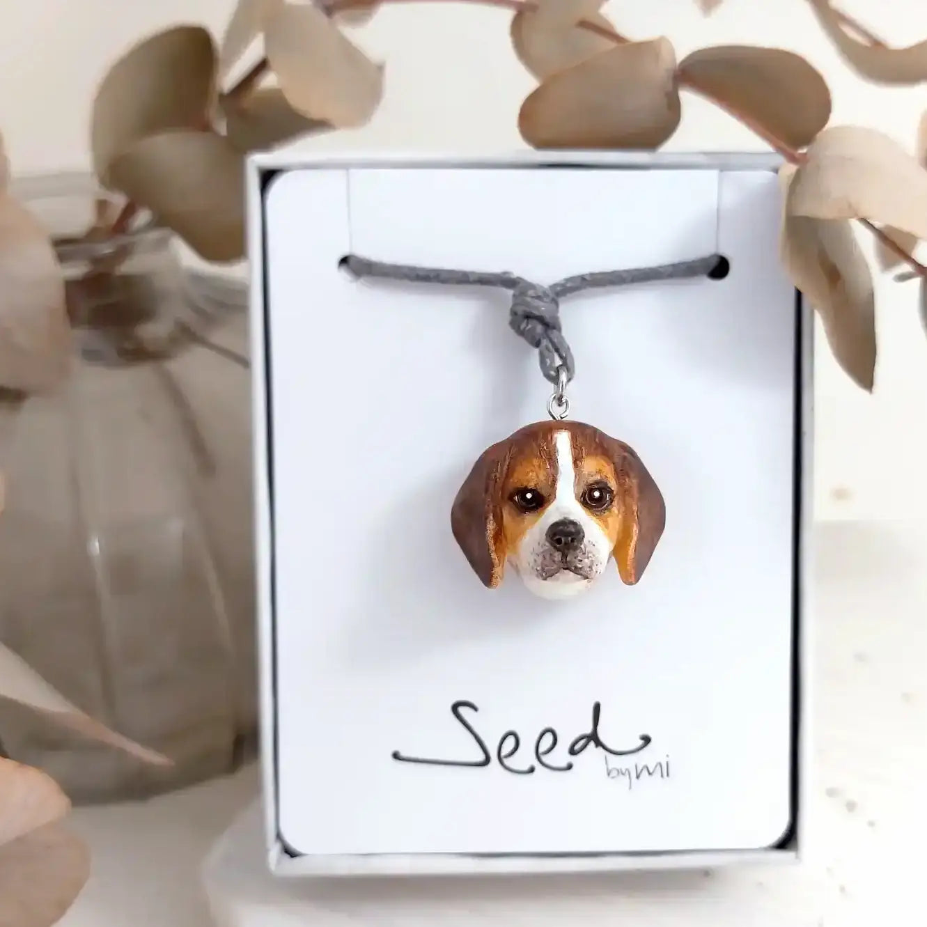Beagle Pendant necklace | Brown & White