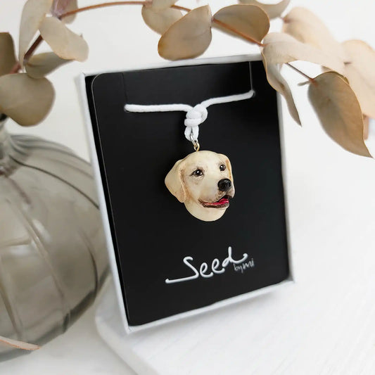 dog Labrador blonde pendant package display