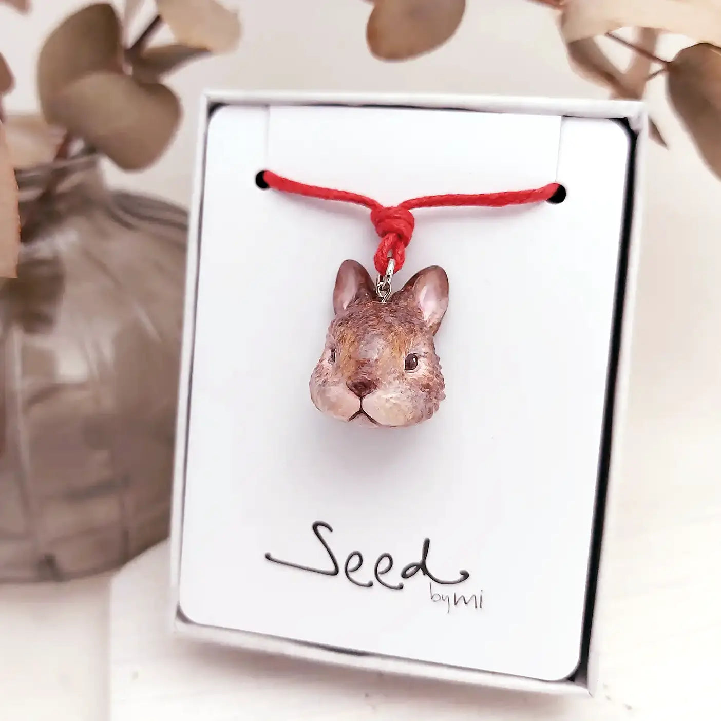 rabbit dwarf chocolate pendant necklace package display
