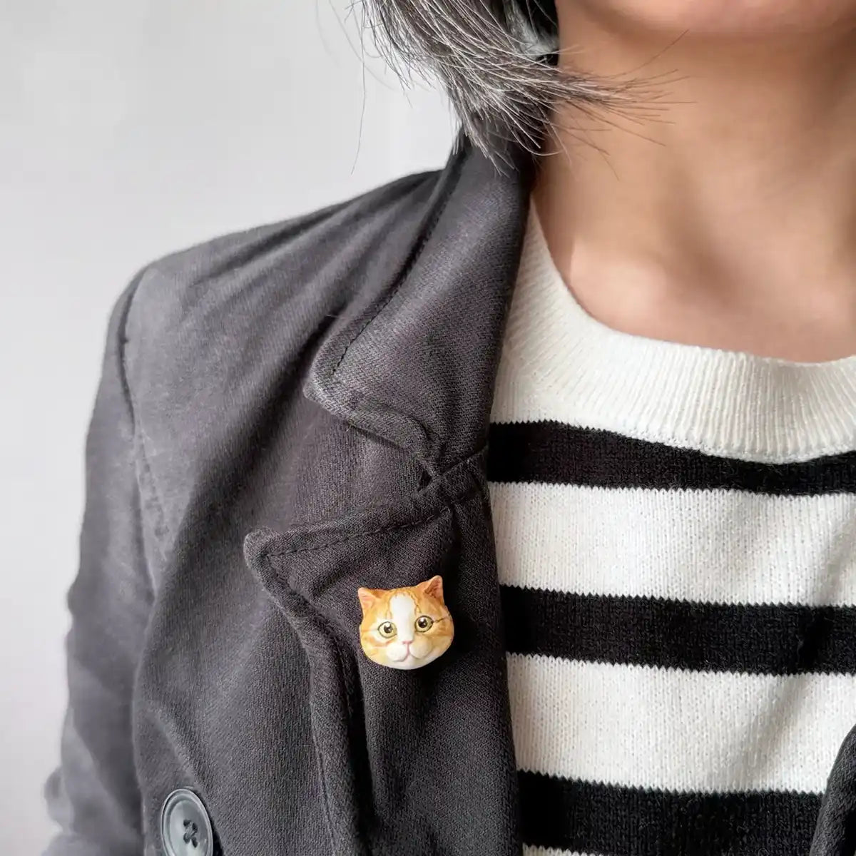 British Shorthair Brooch | Ginger Tabby & White