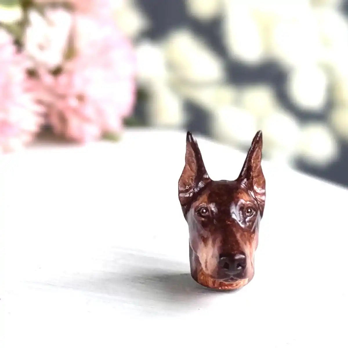 Doberman dog necklace Pendant red brown