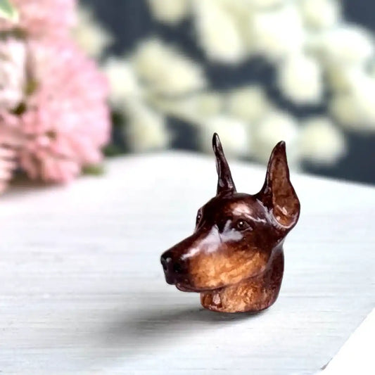 Doberman dog necklace Pendant red brown