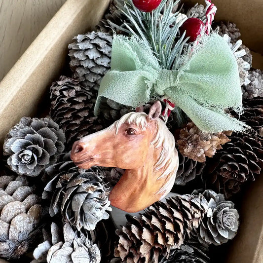 Horse Christmas tree ornament Fawn Red with White hair