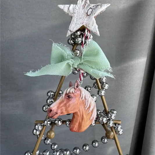 Horse Christmas tree ornament Fawn Red with White hair