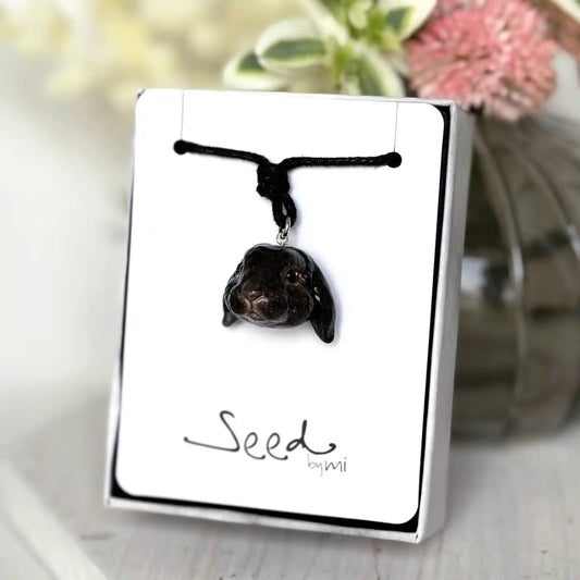 Lop Rabbit Pendant necklace | Black