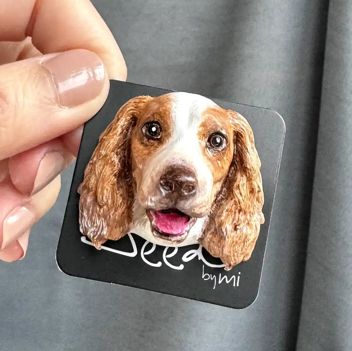 English Springer Spaniel dog Large Brooch Orange White package display