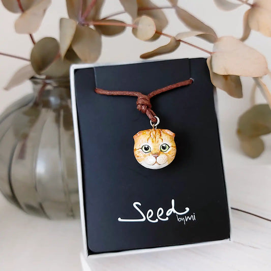 cat scottish fold ginger pendant package display