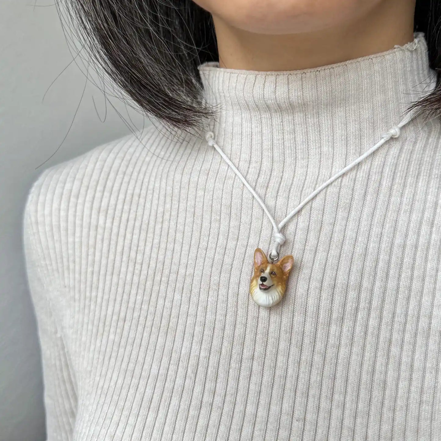 Corgi Pendant necklace | Narrow Red & White