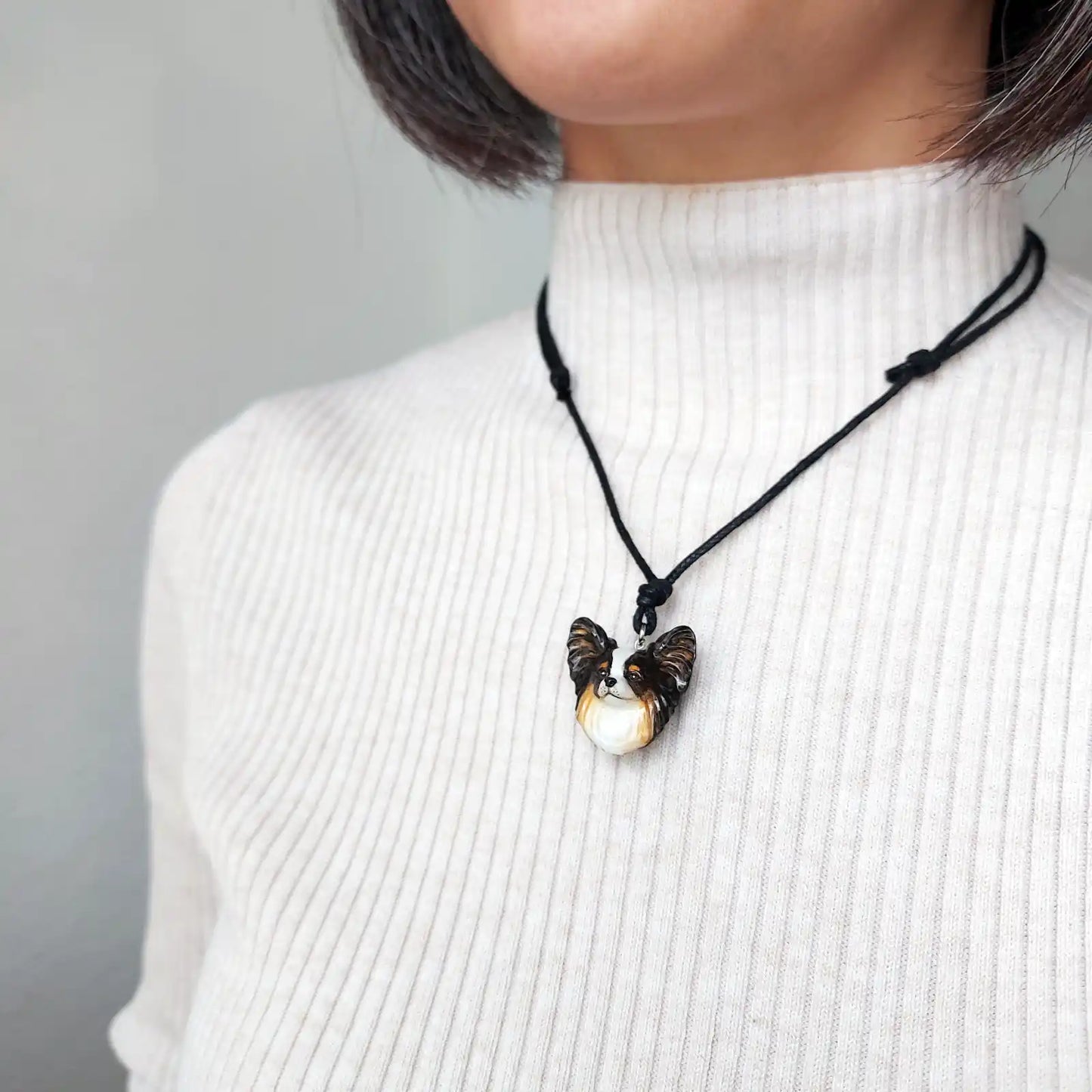 Papillon Pendant necklace | Black Tri-colour