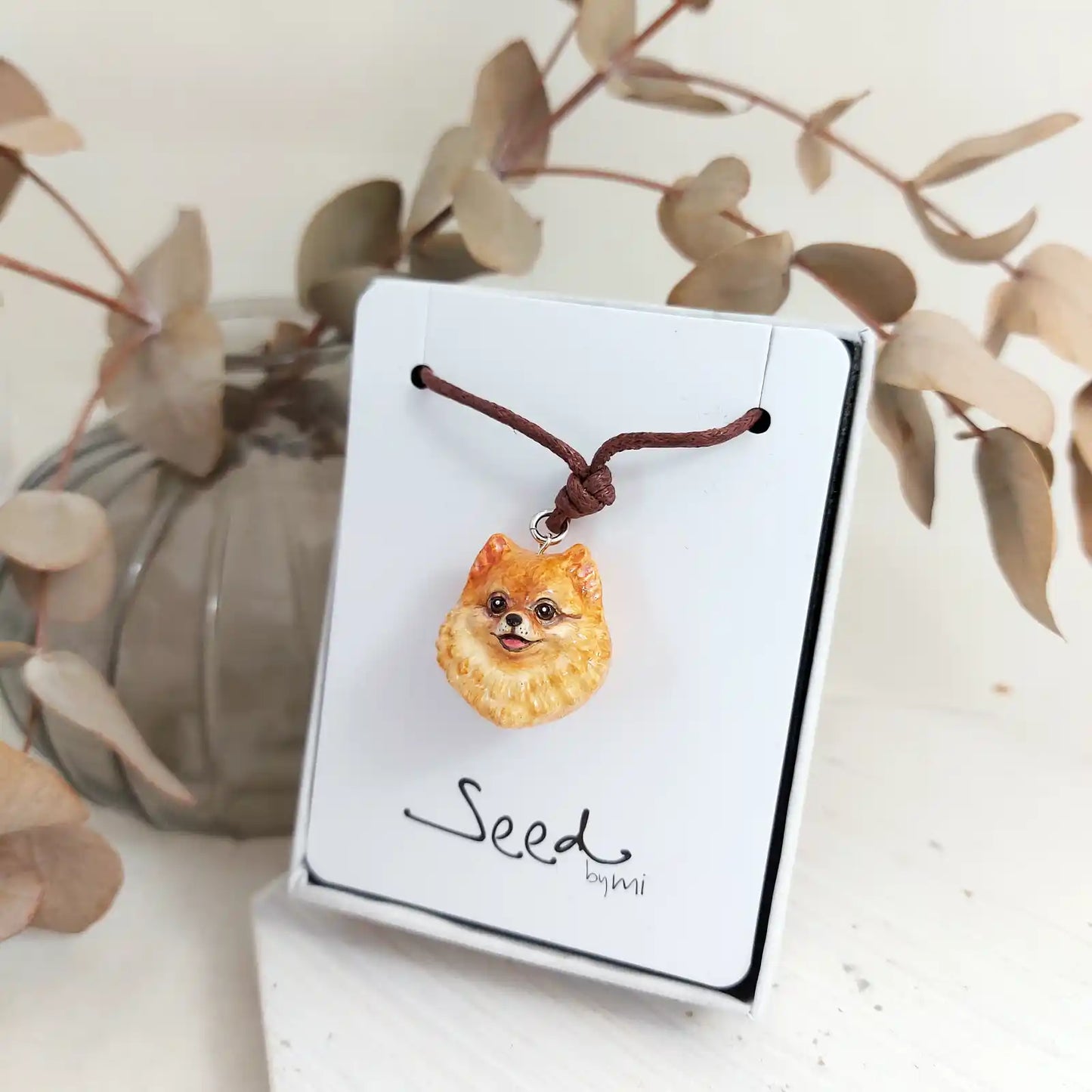 Pomeranian Pendant necklace | Orange