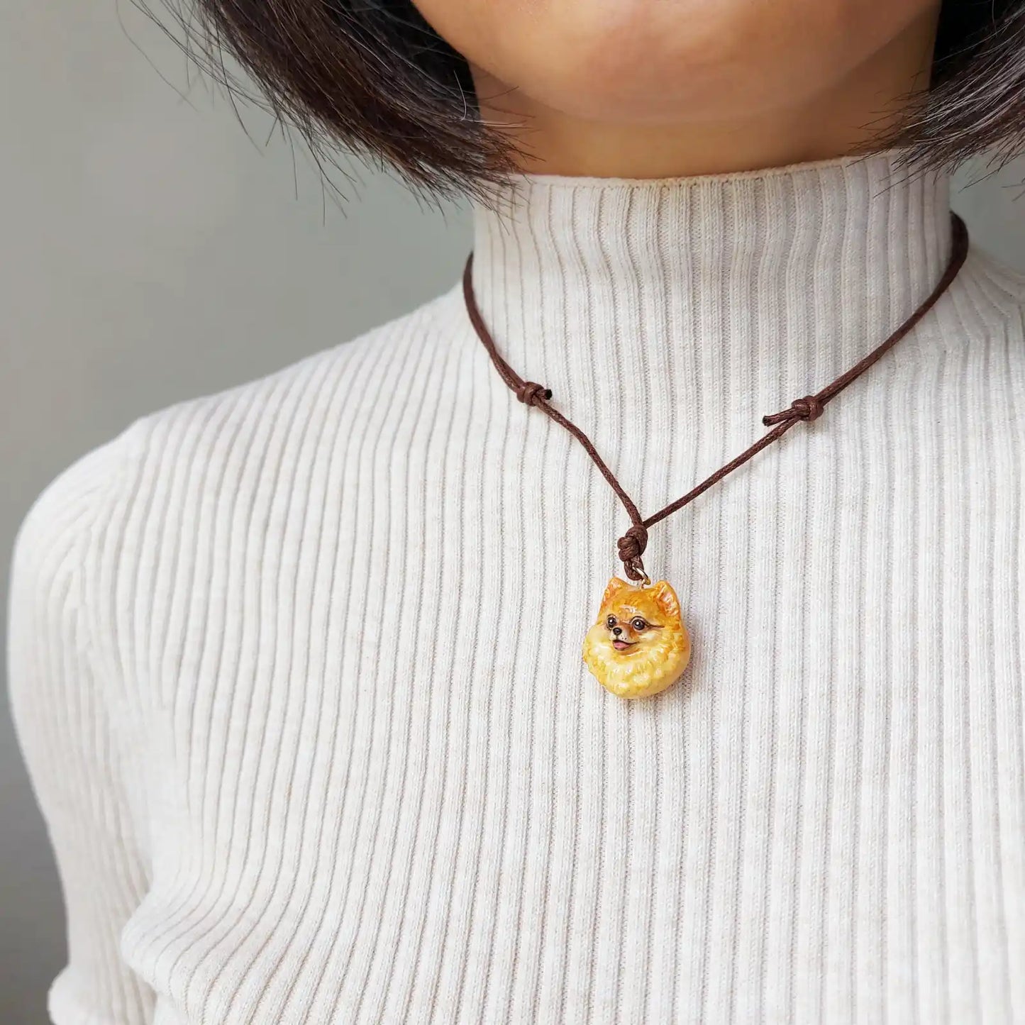 Pomeranian Pendant necklace | Orange