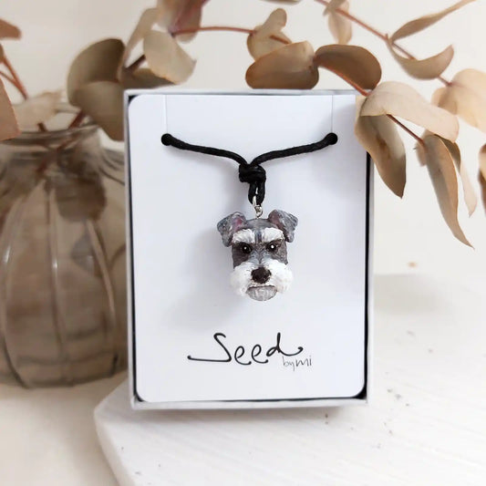 Schnauzer Pendant necklace | Drop-Ears Salt & Pepper