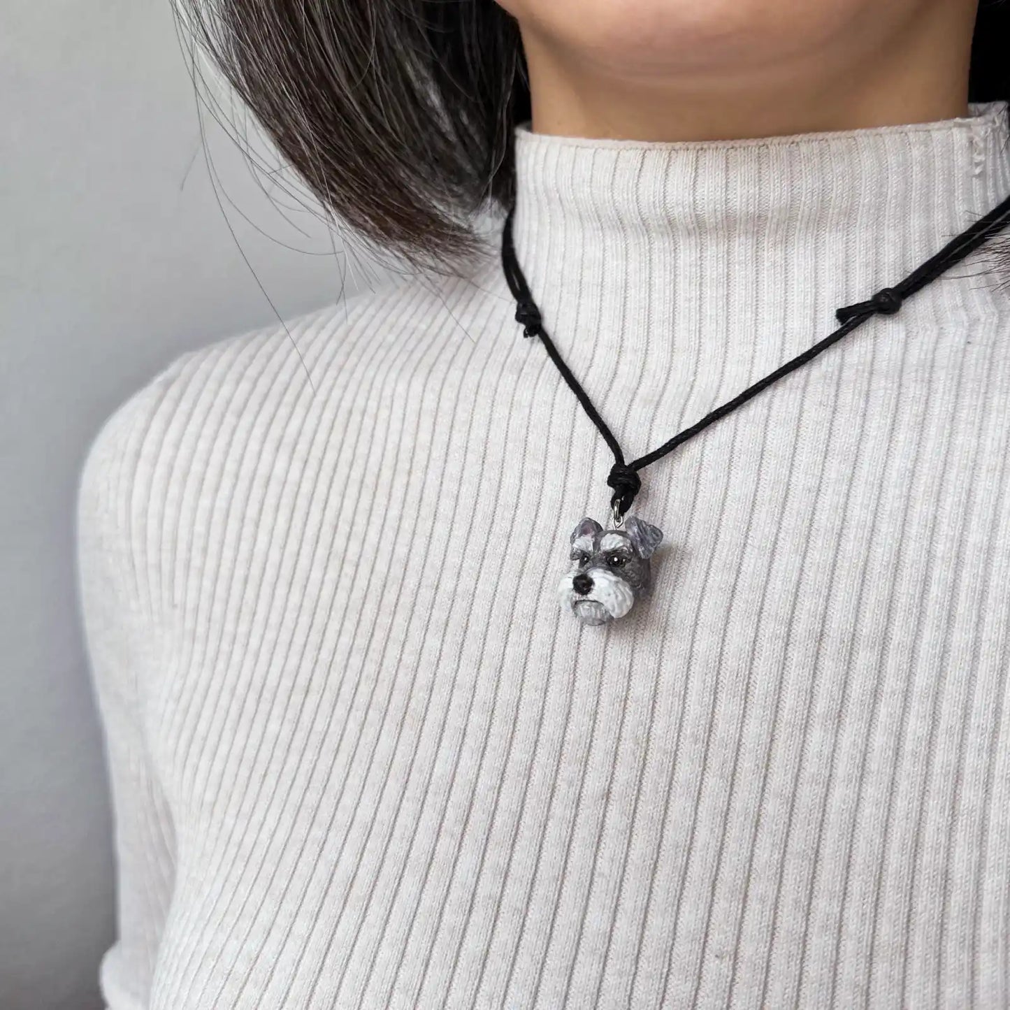 Schnauzer Pendant necklace | Drop-Ears Salt & Pepper