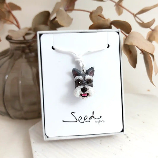 Schnauzer Pendant necklace | Erect-Ears Salt & Pepper