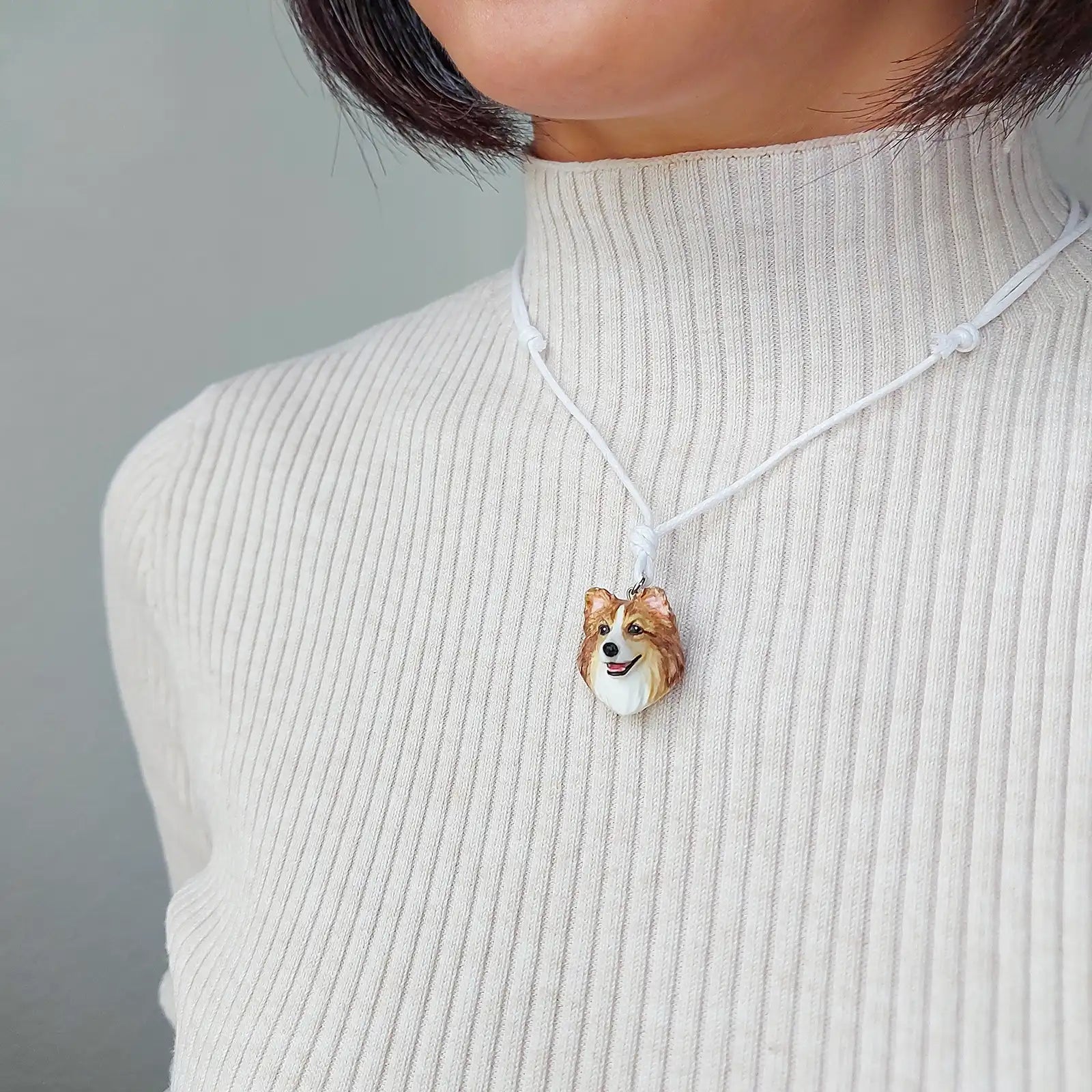 dog Shetland Sheepdog sheltie sable pendant wearing