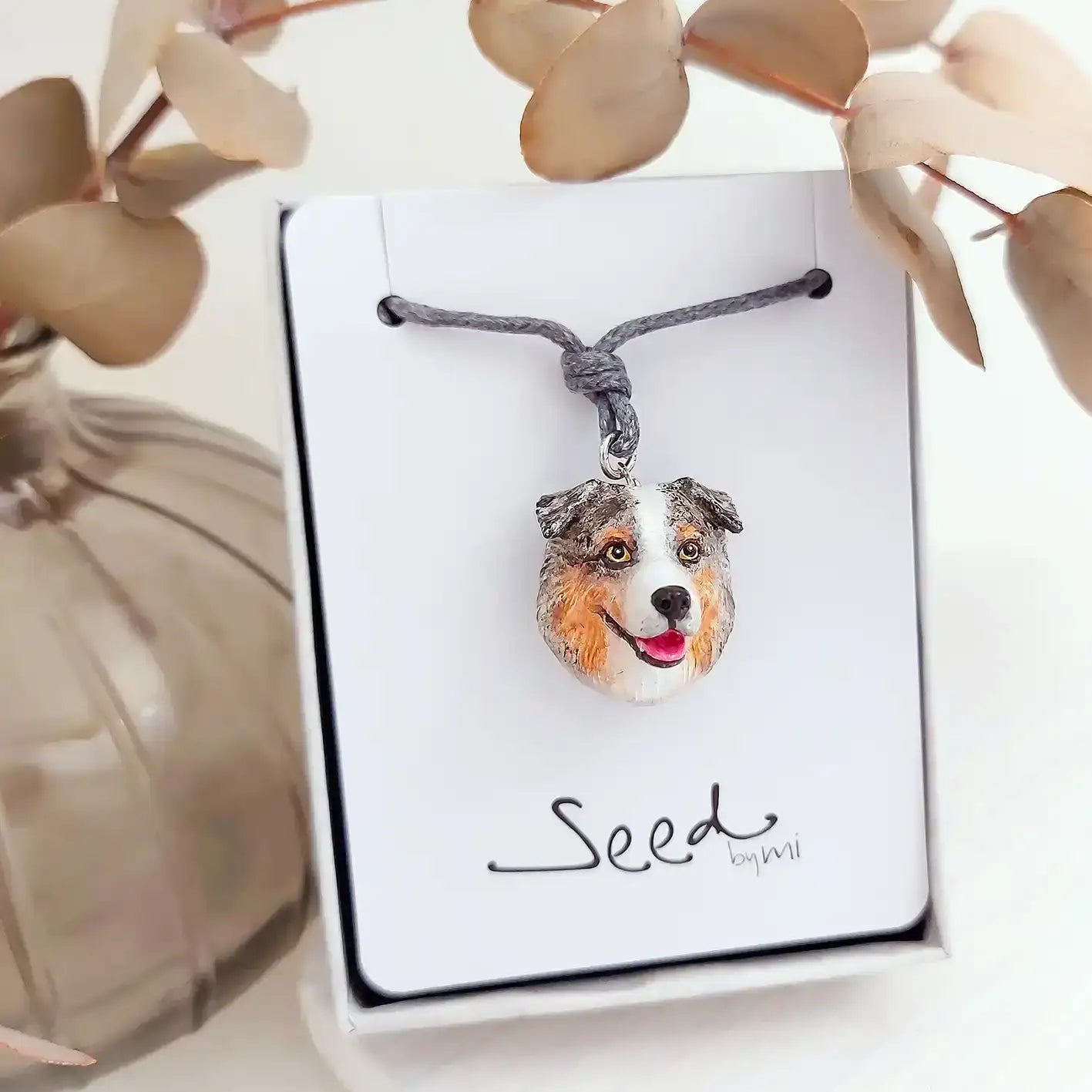 Australian Shepherd Pendant necklace | Blue Merle Trim-Colour