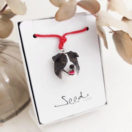 Border Collie Pendant necklace | Black & White