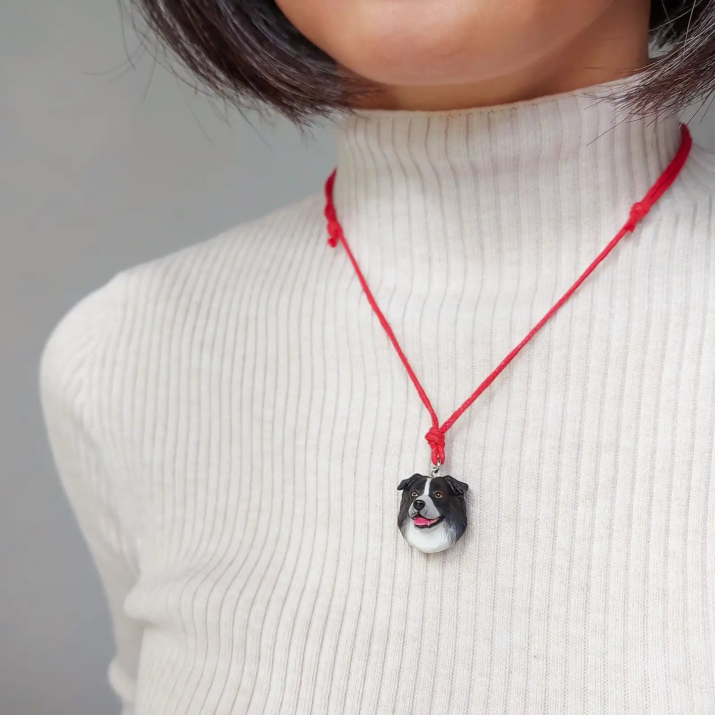 Border Collie Pendant necklace | Black & White