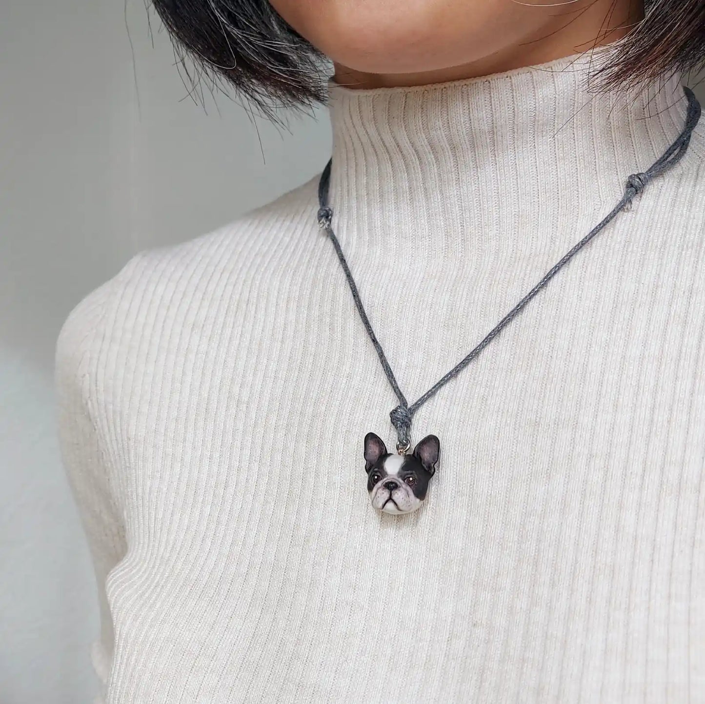 French Bulldog Pendant necklace | Black & White