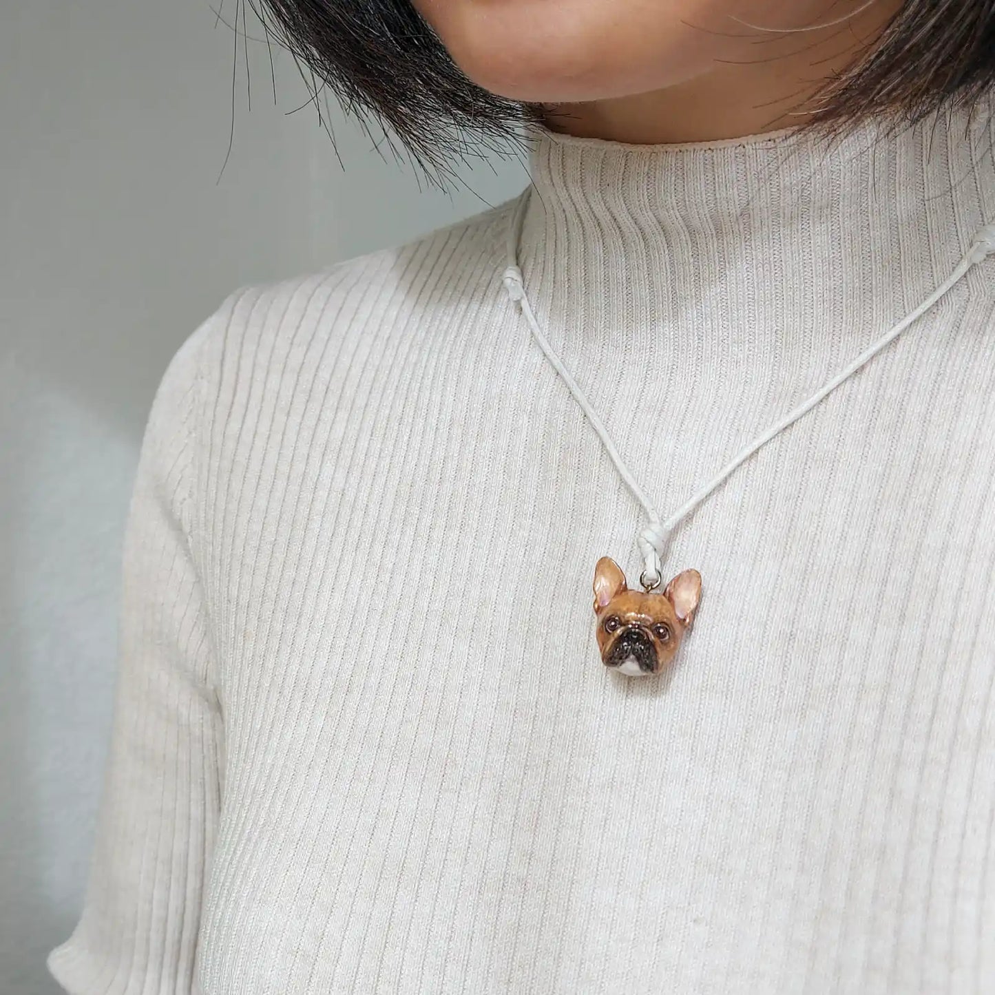 French Bulldog Pendant necklace | Black mask Fawn