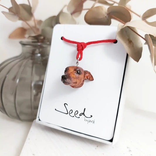 Greyhound / Whippet Pendant necklace | Red