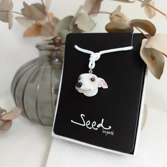 Greyhound / Whippet Pendant necklace | White