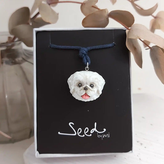 Pekingese Pendant necklace | White