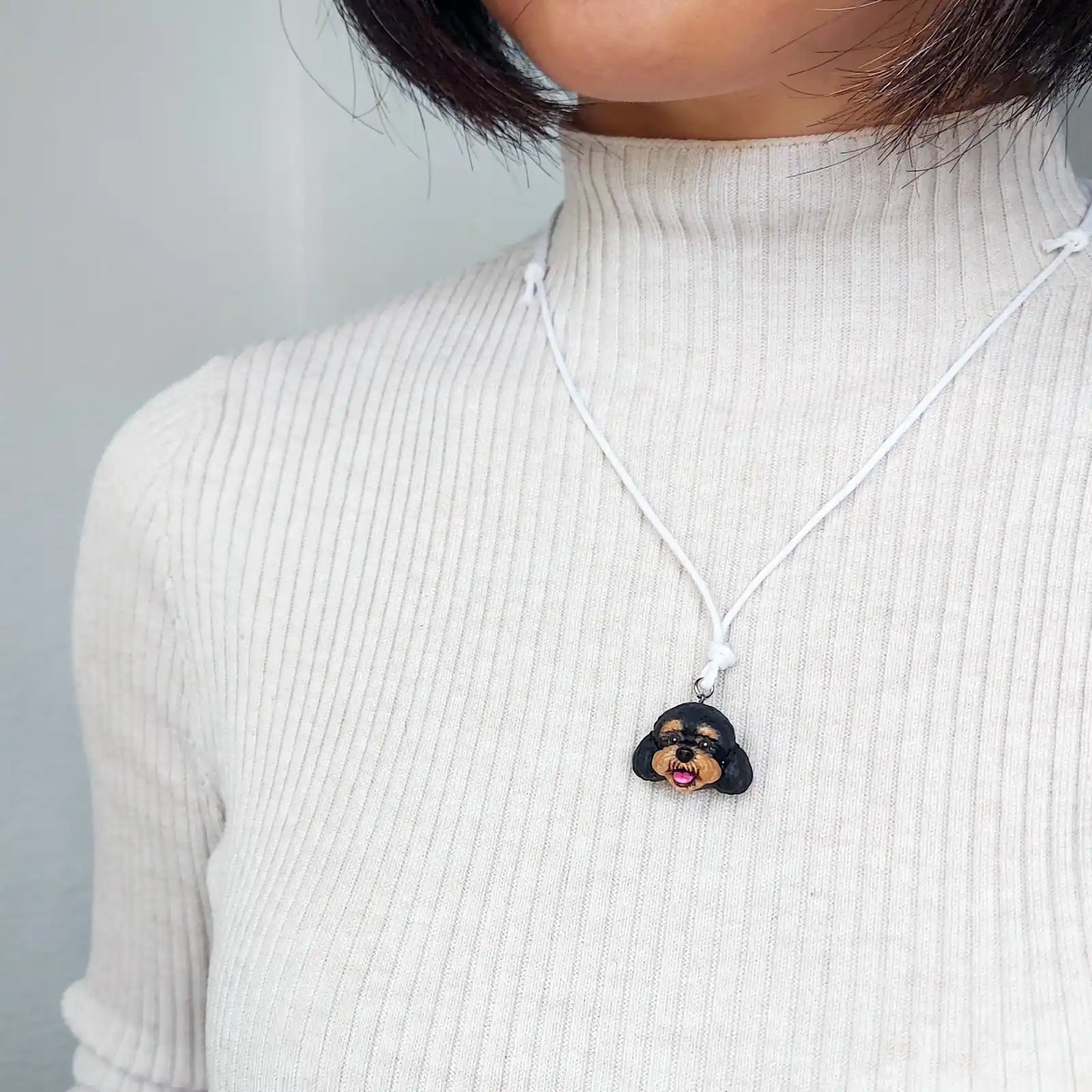 Poodle Pendant necklace | Black & Tan