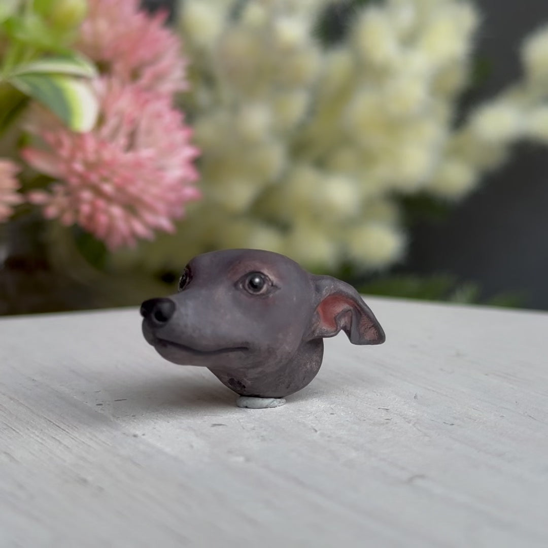 greyhound whippet black pendant turn table