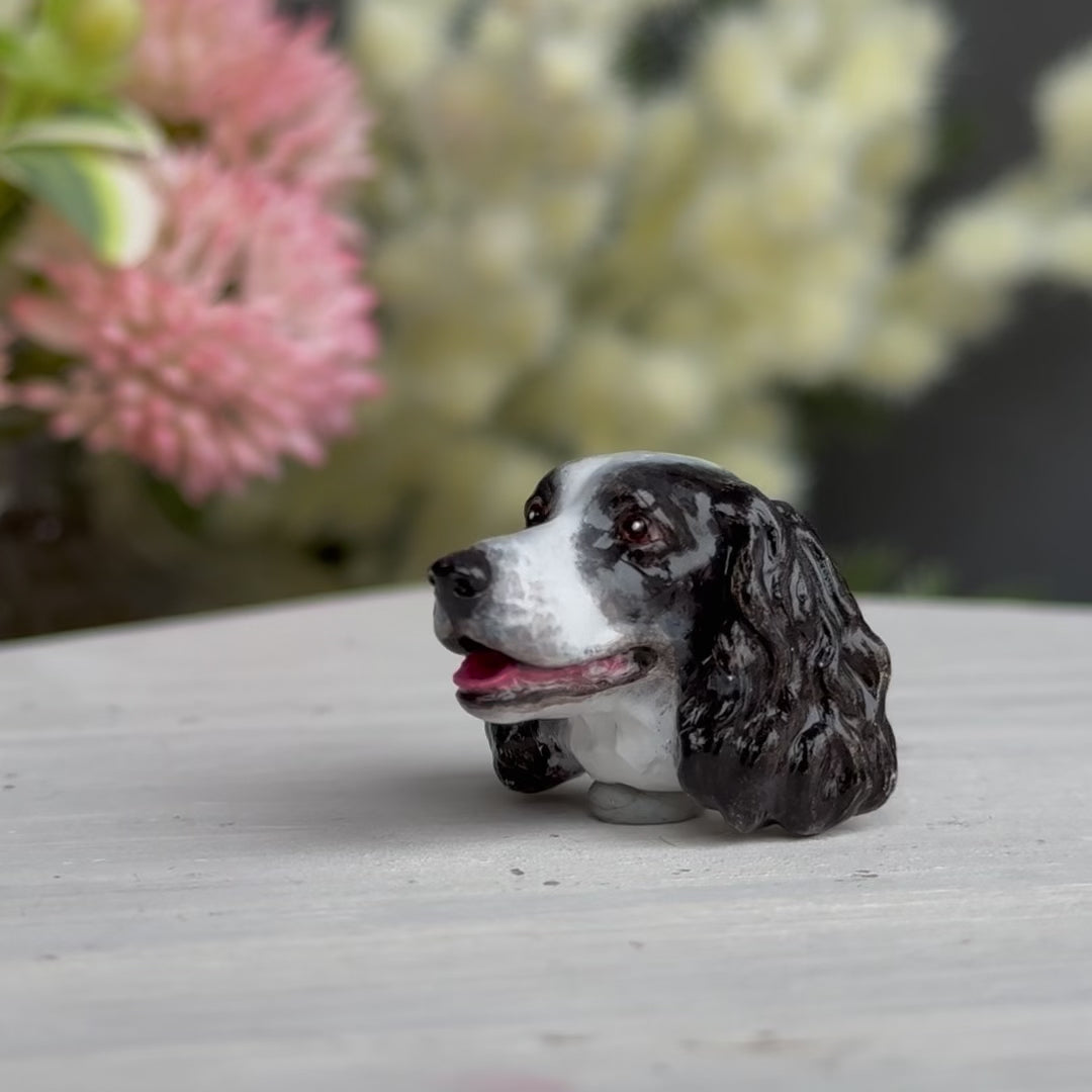 Springer spaniel black white pendant turn table