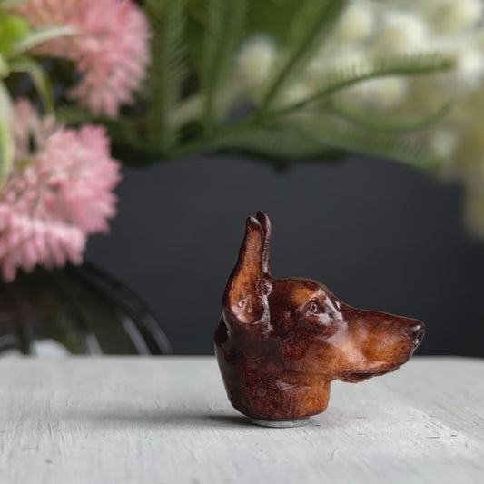 Doberman Pendant necklace | Red & Brown