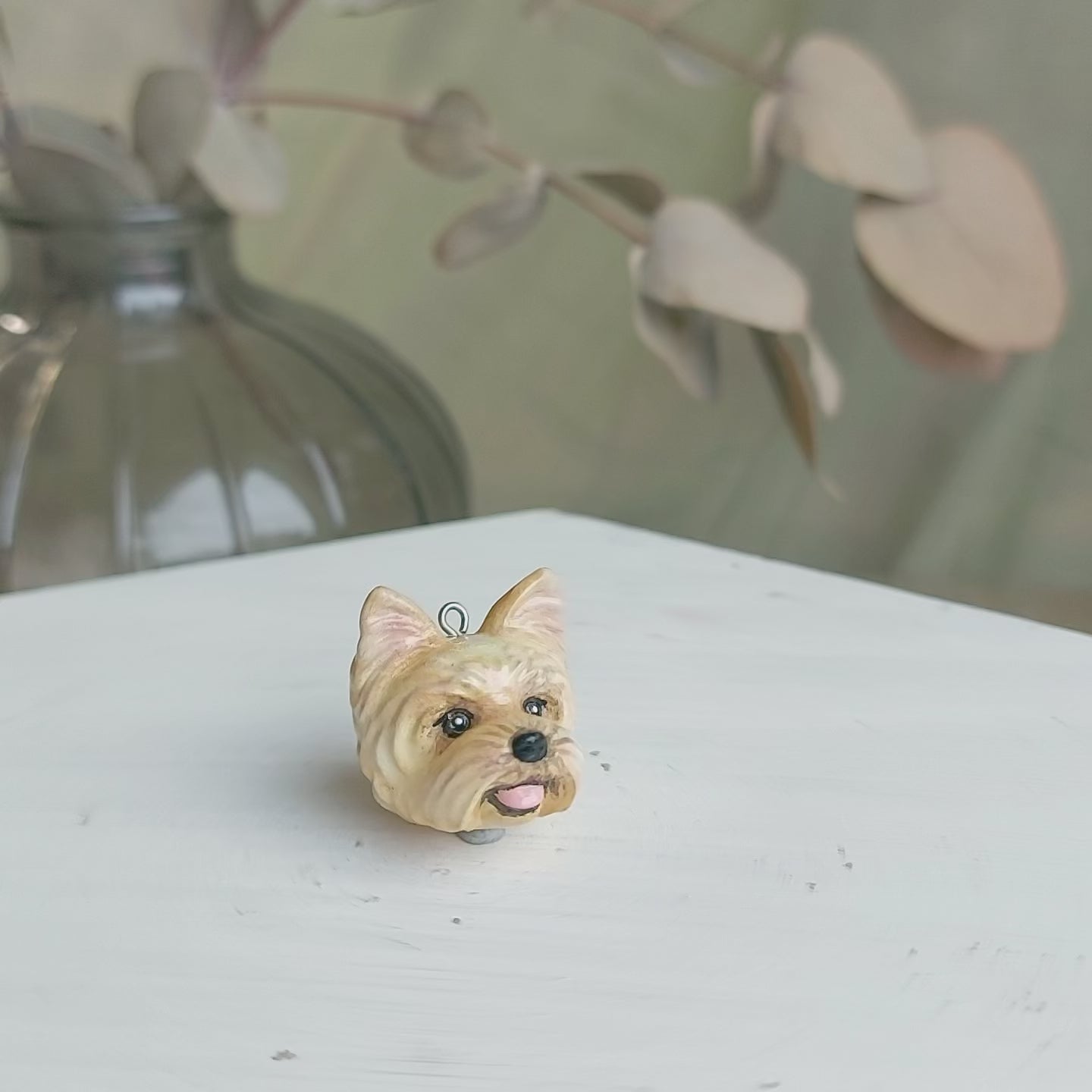 dog yorkshire terrier golden pendant turn table